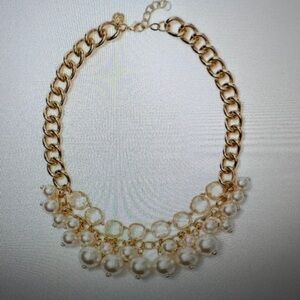 NWT Lilly Pulitzer Pink Palms Pearl Cluster Necklace Gold